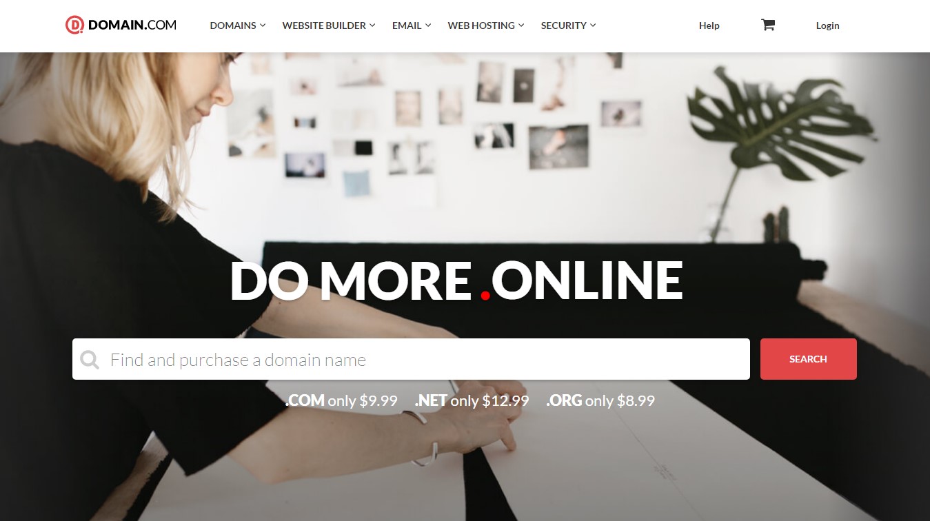 Domain.com hosting homepage