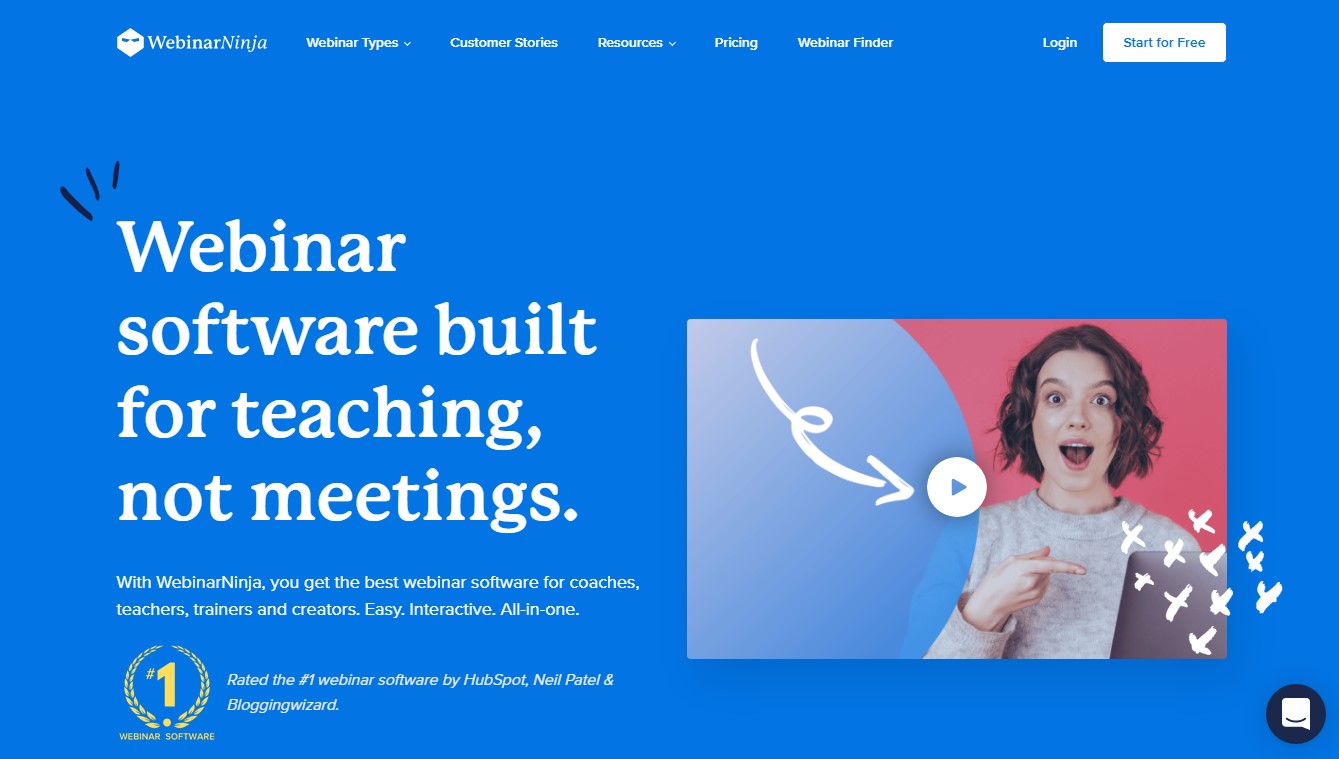 WebinarNinja website page