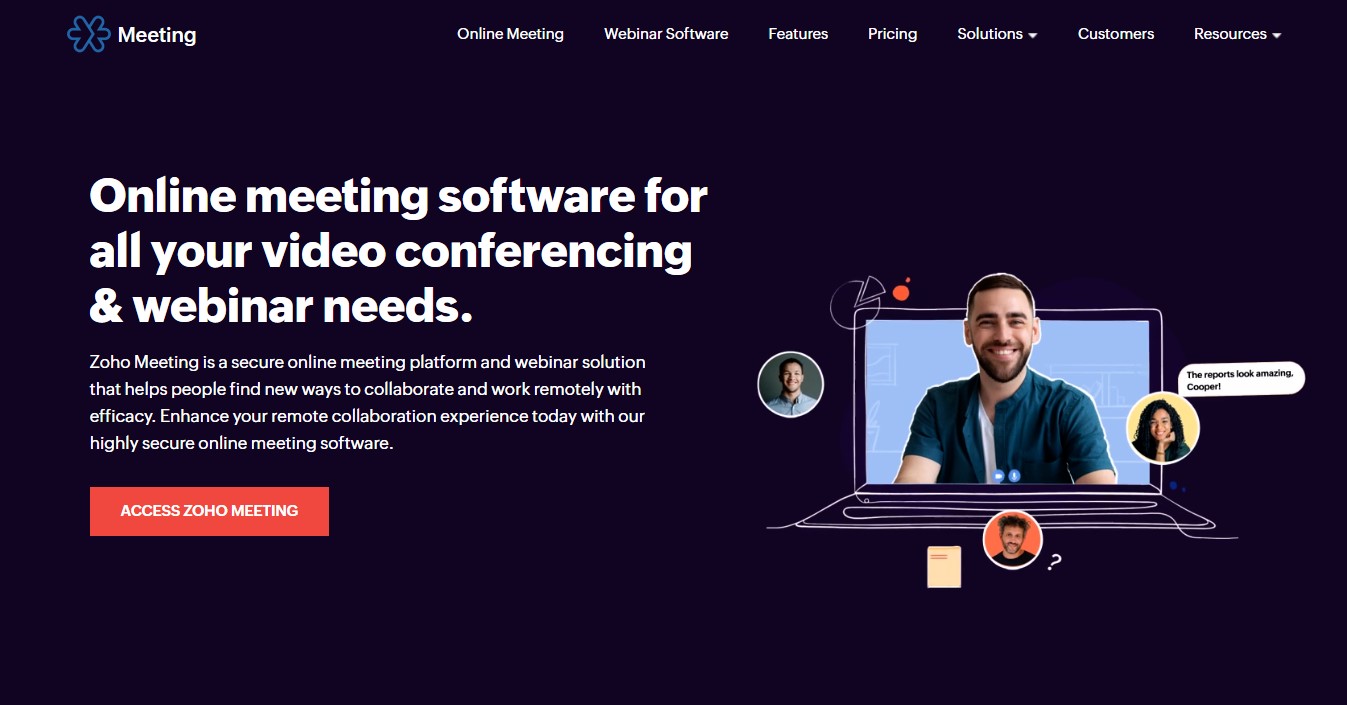 Zoho Meetings website page