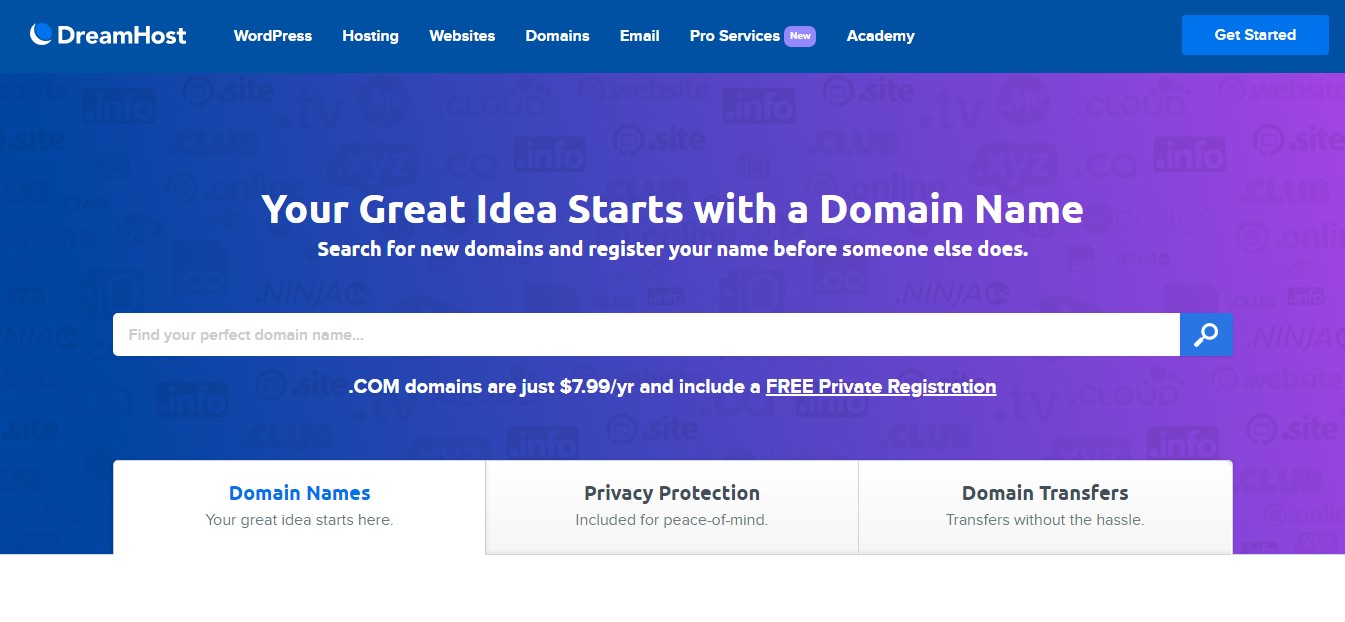 Dreamhost domain name registration
