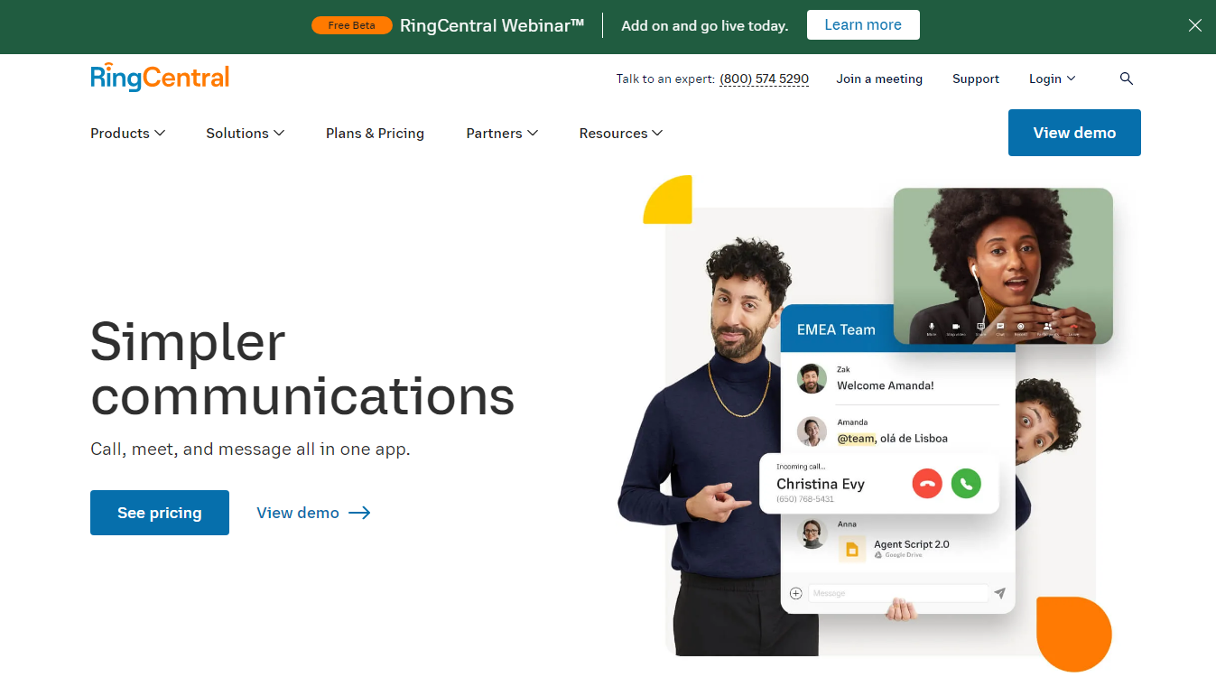 Ringcentral VoIP website
