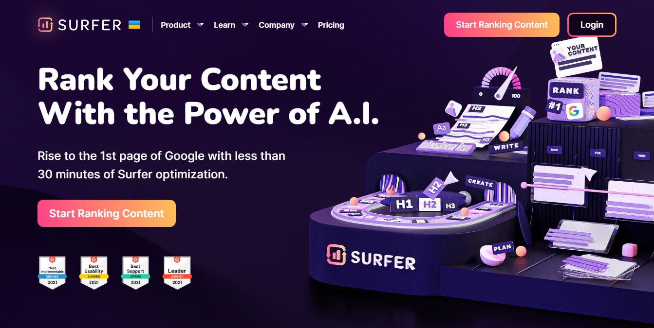 Surfer SEO Content optimization software