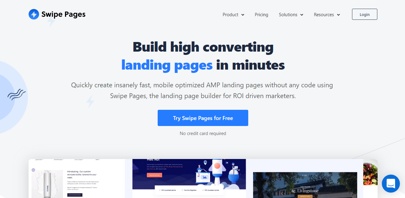 Swipe pages landing page builder