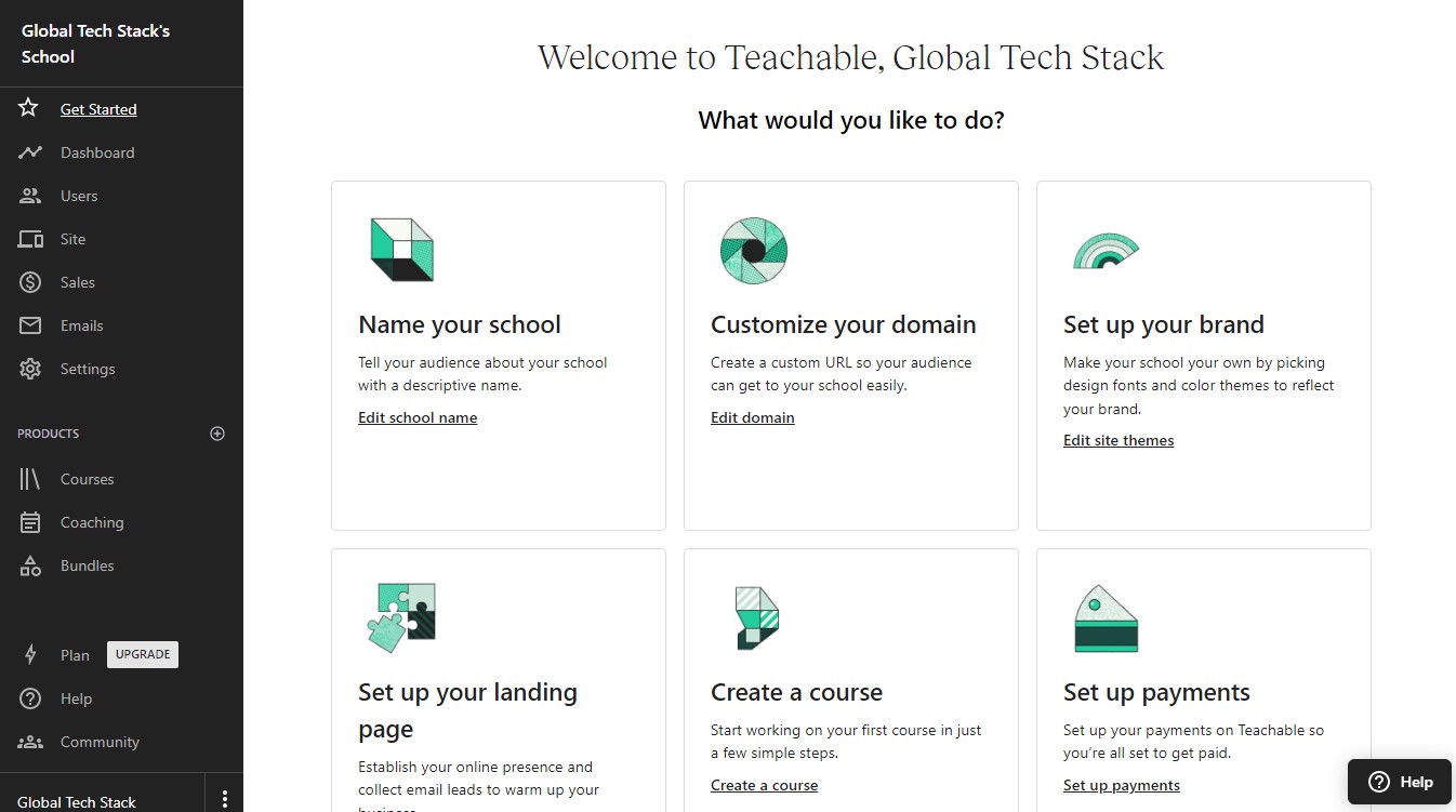 Teachable dashboard