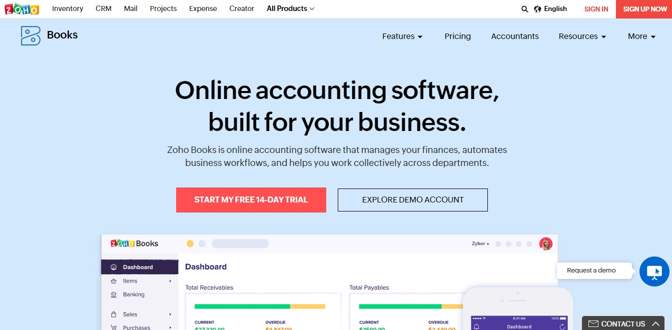 ZOHO Books online accounting software
