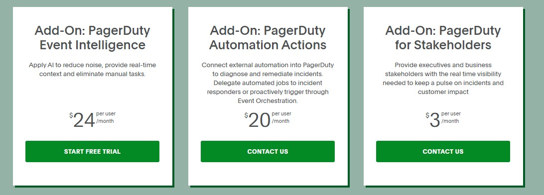 pagerduty incident management software pricing addons