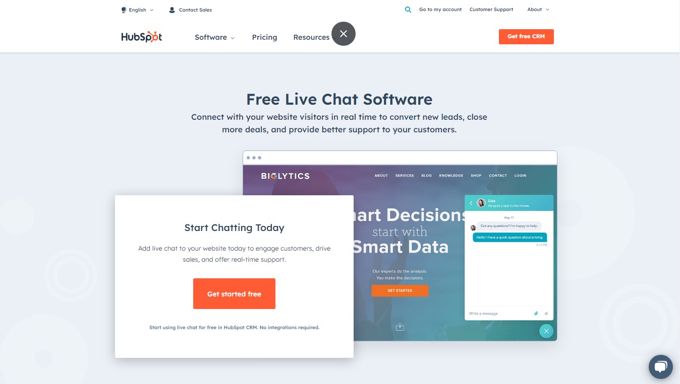 hubspot live chat software
