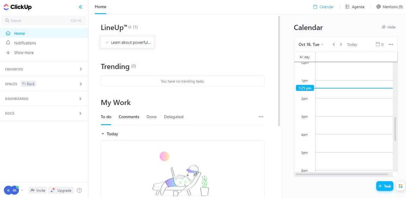 ClickUp agile project management software dashboard