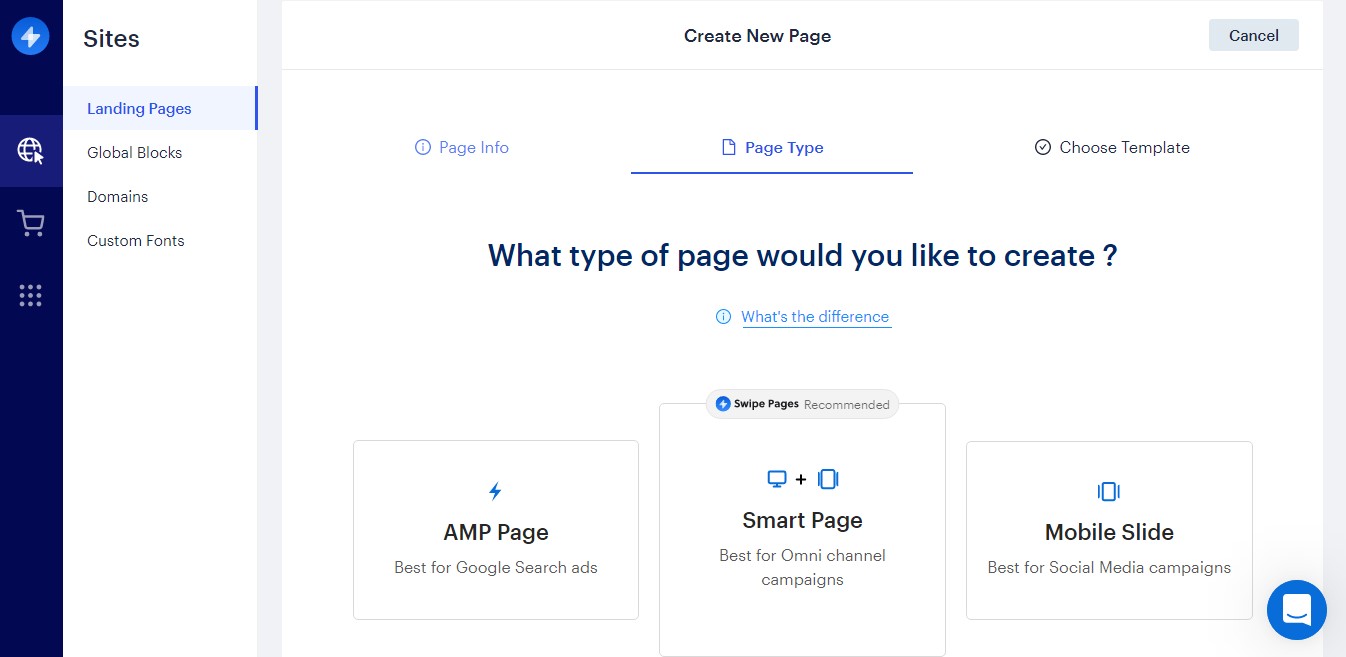Swipe pages types of landing pages