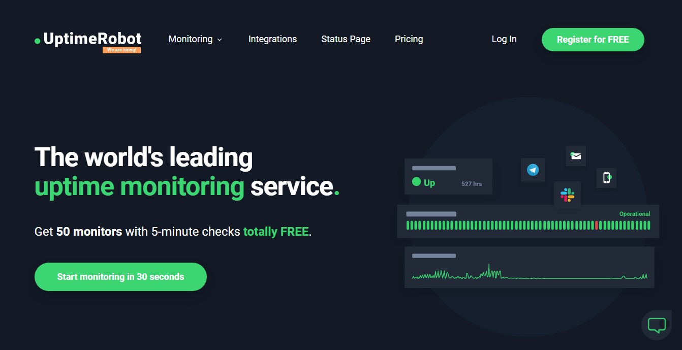 Uptime root website monitoring software