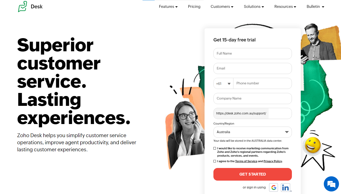 Zoho desk knowledge base software and customer experience software