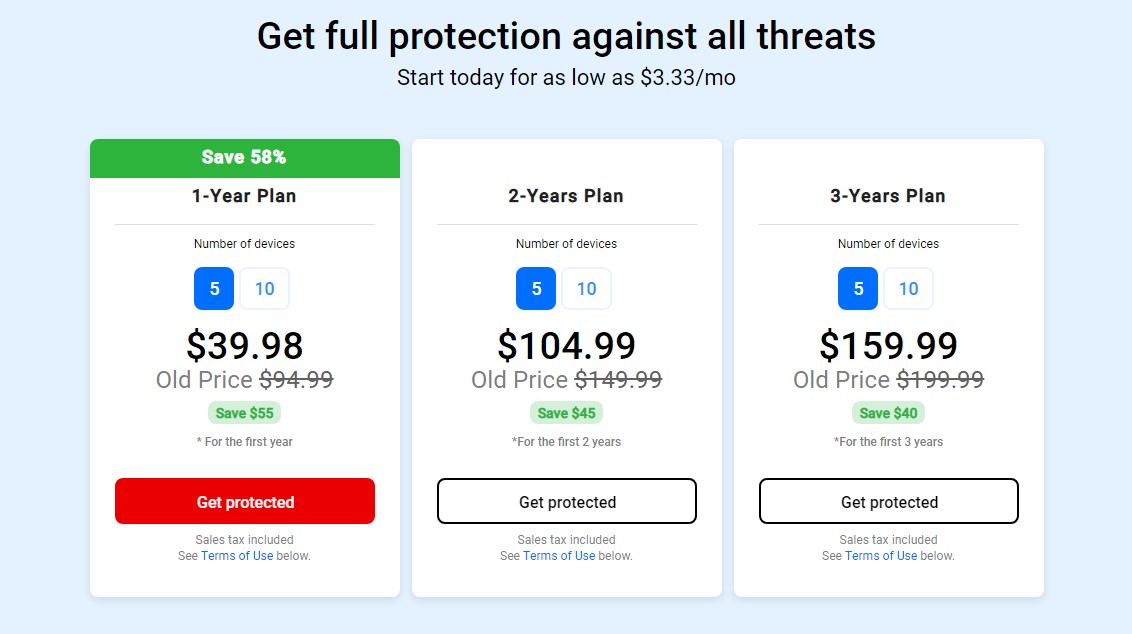 Biddefender Total security pricing