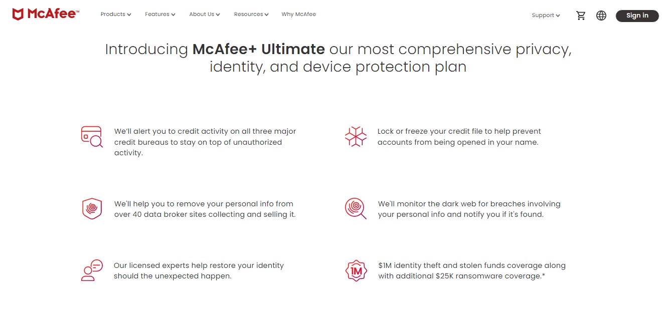Mcafee plus ultimate protection features