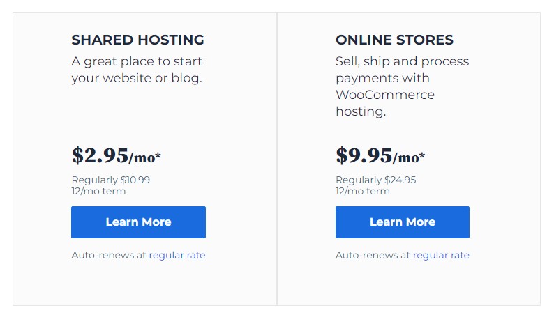 Bluehost web hosting for small businesses pricing