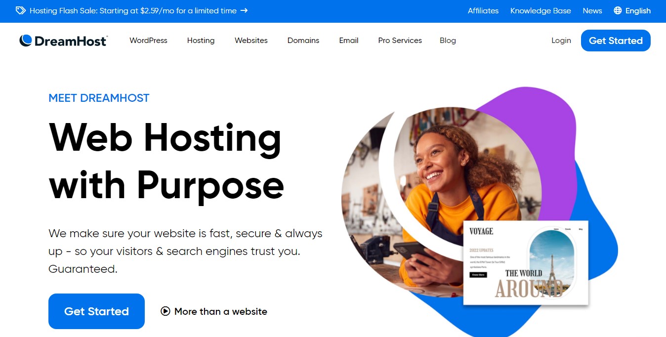 Dreamhost web hosting for small businesses