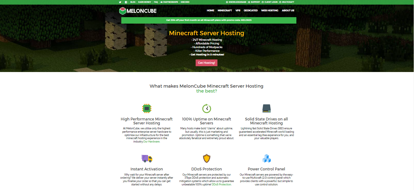Melonecube minecraft hosting servers