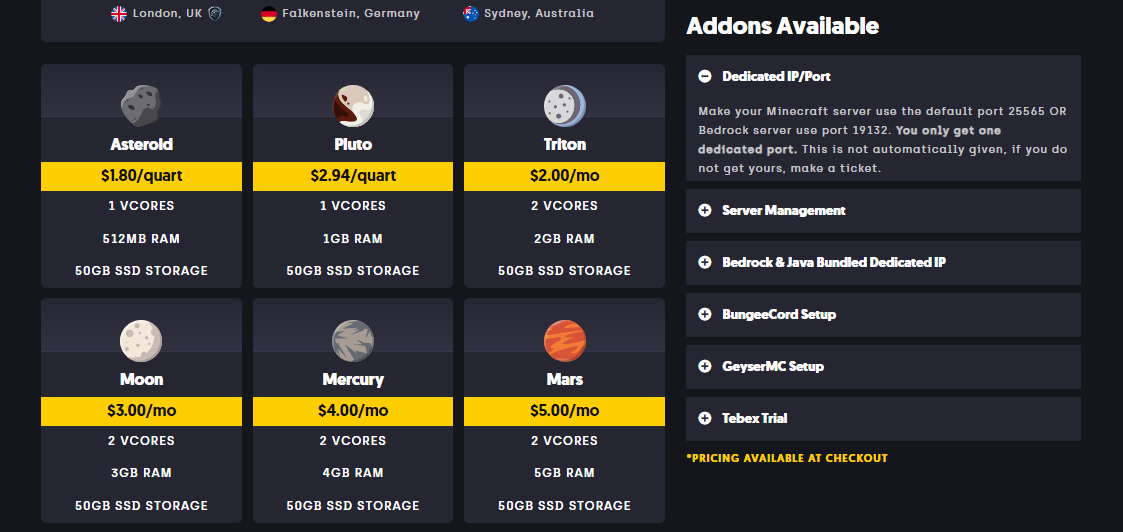 Sparked host minecraft hosting server budget pricing