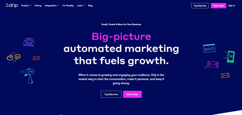 Big-picture automated marketing by Drip