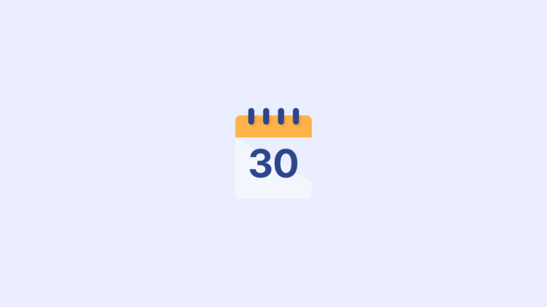 Minimalist calendar icon displaying the number 30, representing planning and scheduling throughout the year.