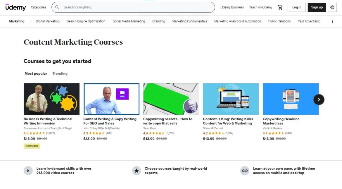 Content Marketing Courses by Udemy