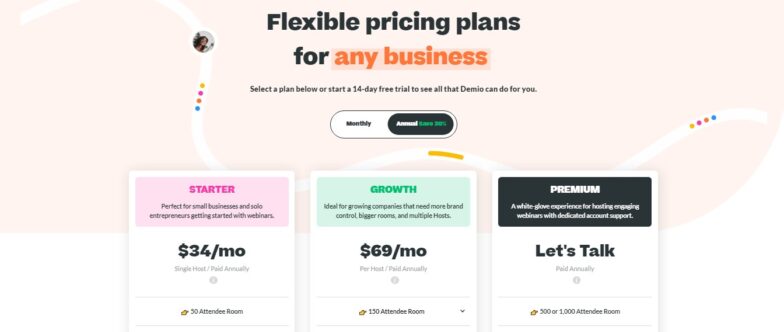 Demio plans and pricing