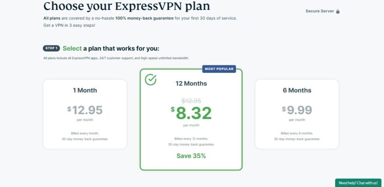 Express VPN pricing plans