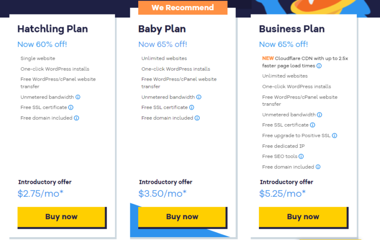 HostGator web hosting pricing