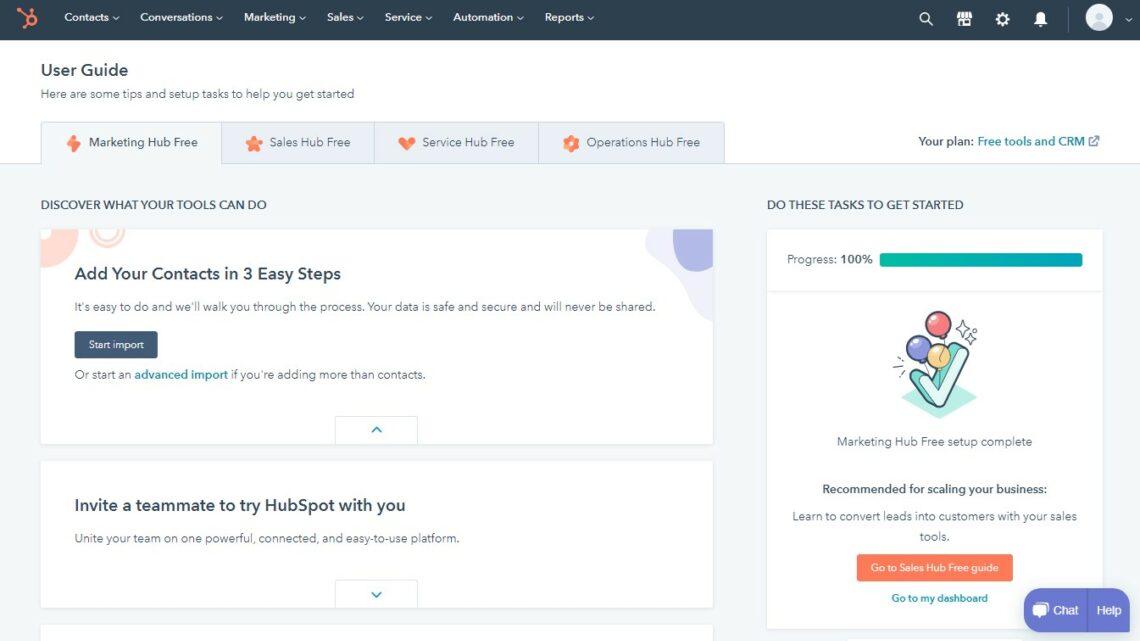 Hubspot CRM dashboard