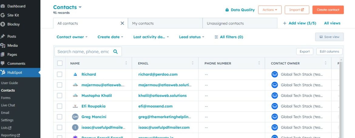 HubSpot wordpress plugin