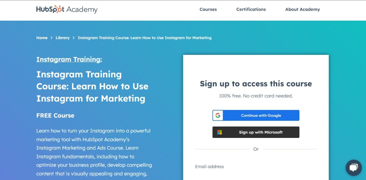 Instagram Marketing Training Course by HubSpot Academy