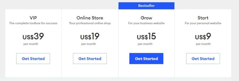 JIMDO website builder pricing