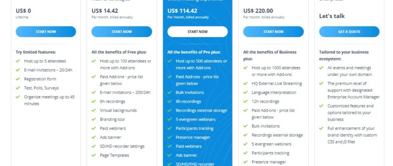 LiveWebinar pricing plans