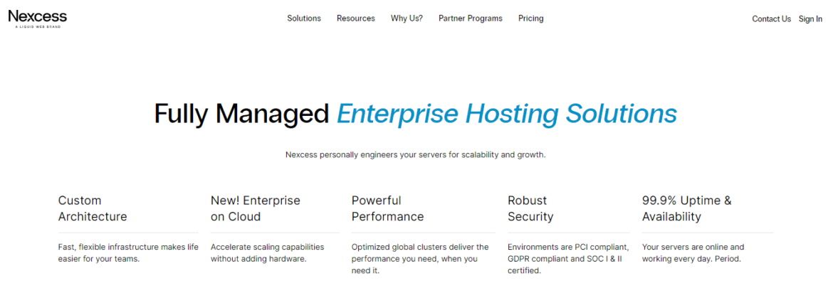 Nexcess Enterprise hosting pricing