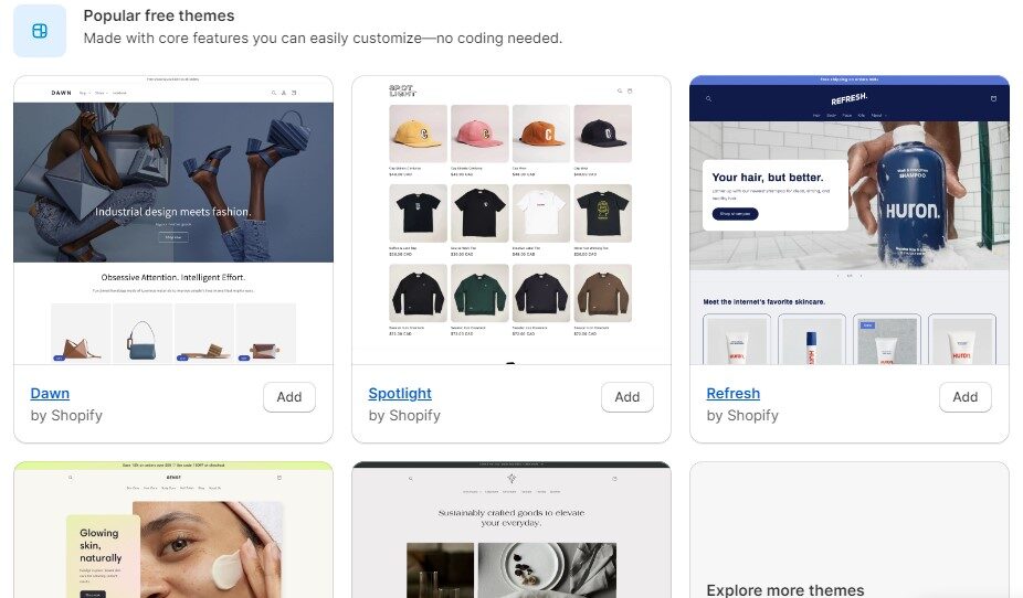 Pick a theme for your Shopify online store