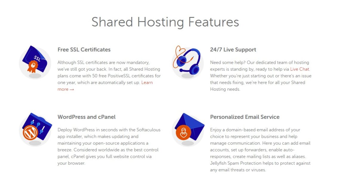 Shared hosting features Namecheap