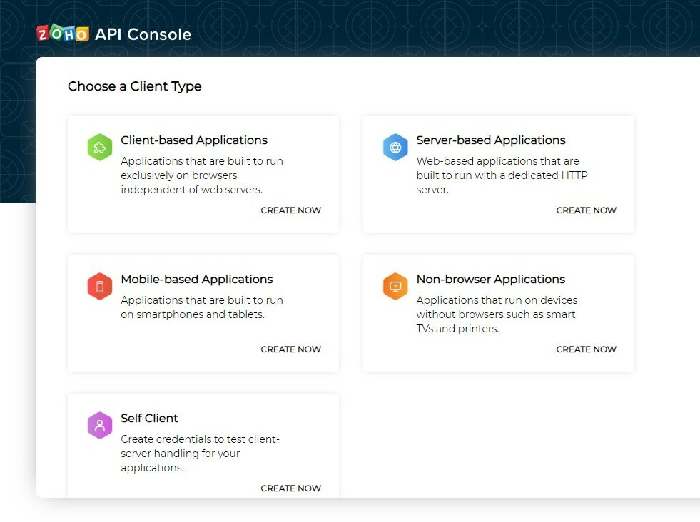 ZohoCRM API console